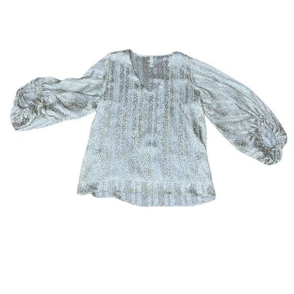 Tyche, Balloon Sleeve V-Neck Blouse - Picture 10 of 17